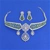 American Diamond Choker Necklace Set With Rhodium Plating