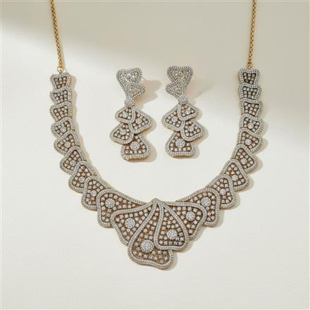 American Diamond Classic Necklace Set With Mehndi Plating