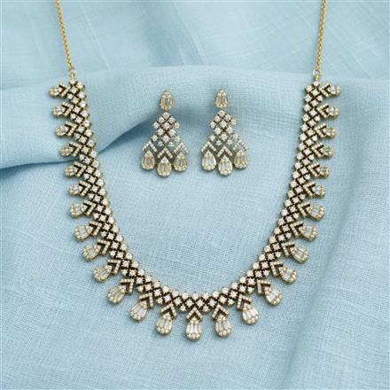 American Diamond Classic Necklace Set With Mehndi Plating