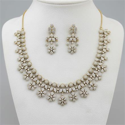 American Diamond Classic Necklace Set With Mehndi Plating