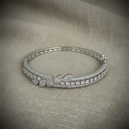 American Diamond Classic Kada With 2 Tone Rhodium Mehndi Plating