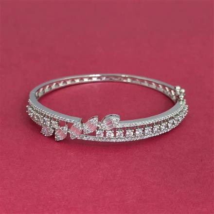 American Diamond Classic Kada With 2 Tone Rhodium Mehndi Plating