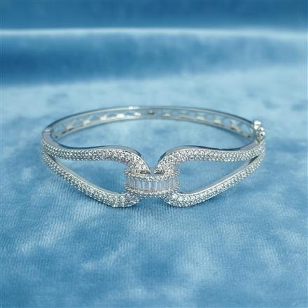 American Diamond Openable Kada With 2 Tone Rhodium Mehndi Plating