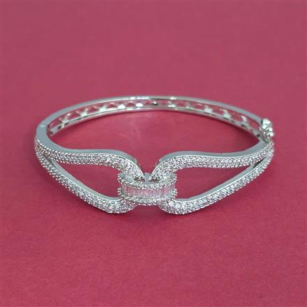 American Diamond Openable Kada With 2 Tone Rhodium Mehndi Plating