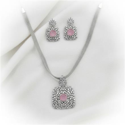American Diamond Classic Pendant Set With Rhodium Plating
