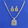 American Diamond Classic Pendant Set With Rhodium Plating