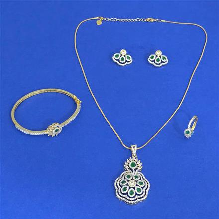 Cz Combo Pendant Set With 2 Tone Plating