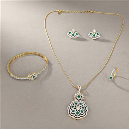 Cz Combo Pendant Set With 2 Tone Plating