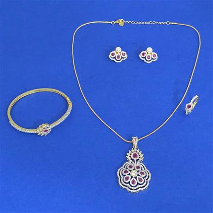 Cz Combo Pendant Set With 2 Tone Plating