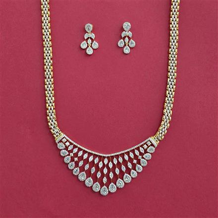 American Diamond Classic Pendant Set With 2 Tone Plating