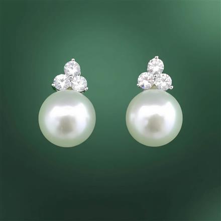 Cz Classic Earring With 2 Tone Rhodium Plating