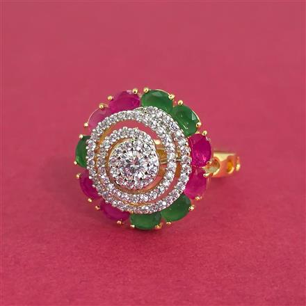 American Diamond Adjustable Ring With 2 Tone Plating