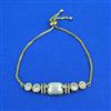 Cz Adjustable Bracelet With Mehndi 2 Tone Rhodium Plating