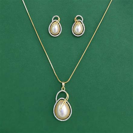 Cz Classic Pendant Set With 2 Tone Plating