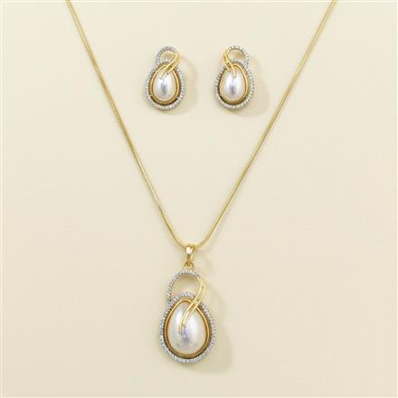 Cz Classic Pendant Set With 2 Tone Plating