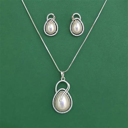 Cz Classic Pendant Set With Rhodium Plating