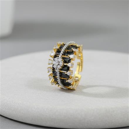 Cz Adjustable Ring With 2 Tone Plating