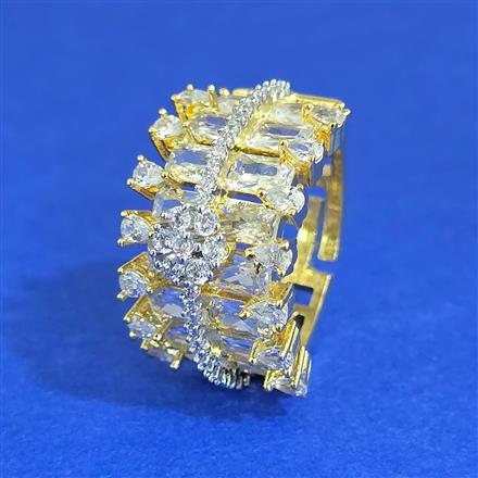 Cz Adjustable Ring With 2 Tone Plating