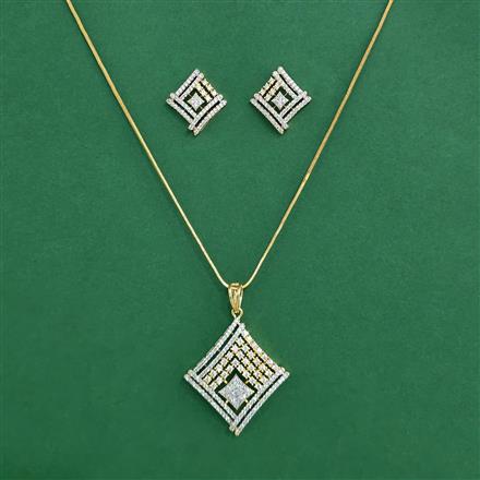 Cz Classic Pendant Set With 2 Tone Plating