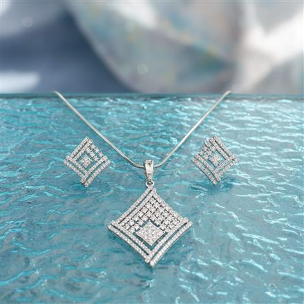 Cz Classic Pendant Set With Rhodium Plating