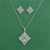 Cz Classic Pendant Set With Rhodium Plating