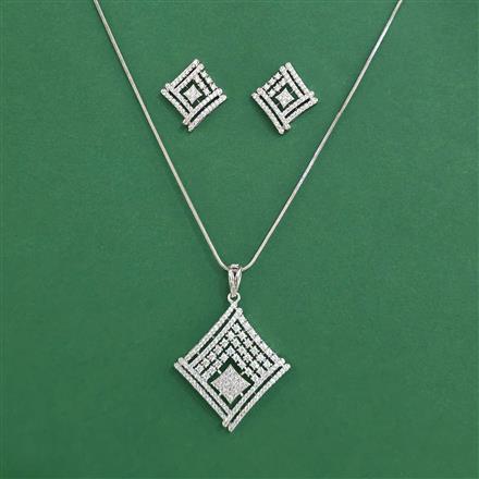 Cz Classic Pendant Set With Rhodium Plating
