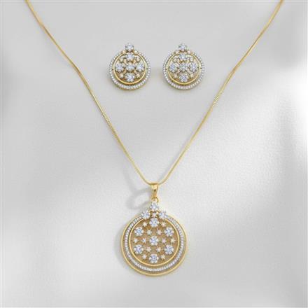 Cz Classic Pendant Set With 2 Tone Plating