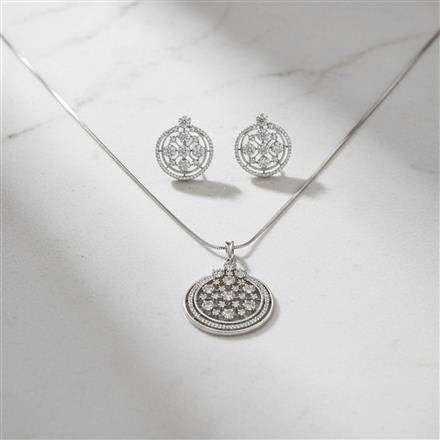Cz Classic Pendant Set With Rhodium Plating