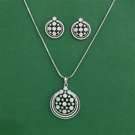 Cz Classic Pendant Set With Rhodium Plating