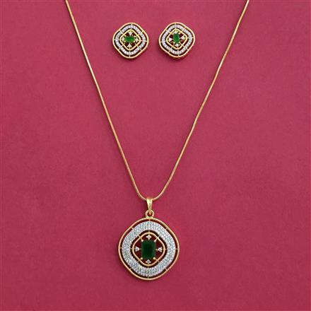 American Diamond Classic Pendant Set With Gold Plating