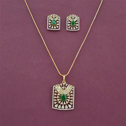 Cz Classic Pendant Set With 2 Tone Plating
