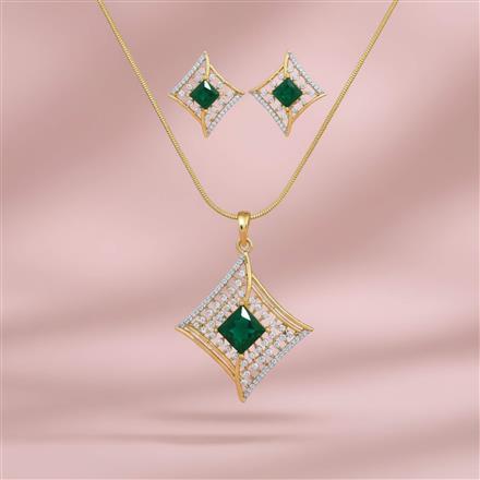 Cz Classic Pendant Set With 2 Tone Plating