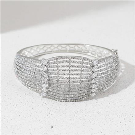 Cz Openable Kada With 2 Tone Rhodium Plating