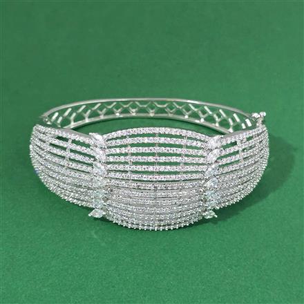 Cz Openable Kada With 2 Tone Rhodium Plating