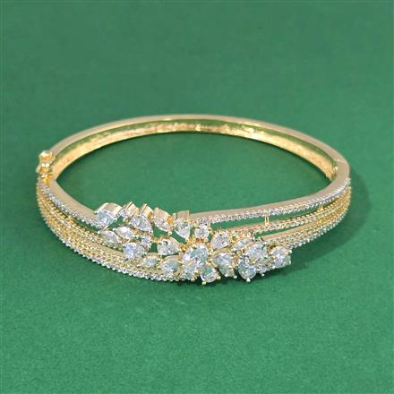 Cz Openable Kada With 2 Tone Rhodium Plating