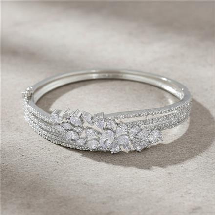 Cz Openable Kada With 2 Tone Rhodium Plating