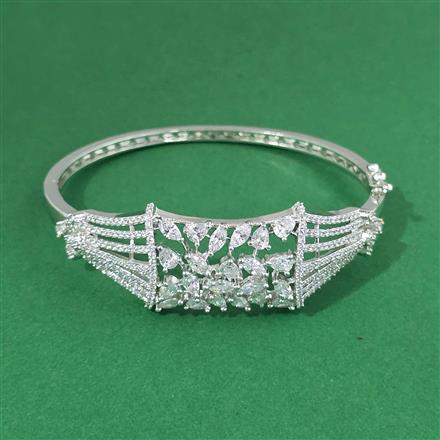 Cz Openable Kada With 2 Tone Rhodium Plating