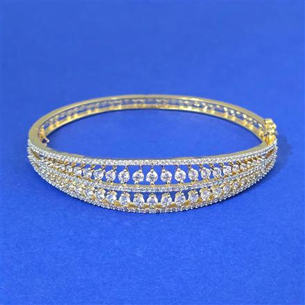 Cz Openable Kada With 2 Tone Rhodium Plating