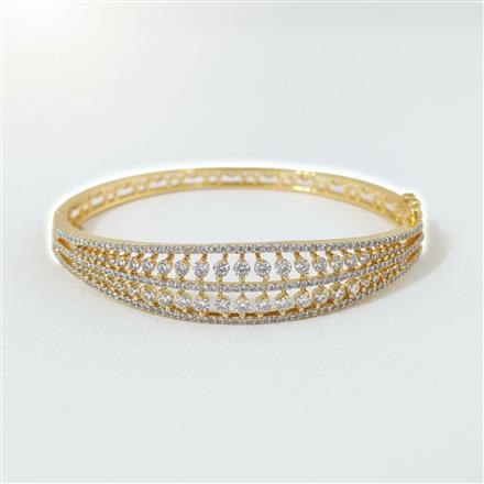 Cz Openable Kada With 2 Tone Rhodium Plating