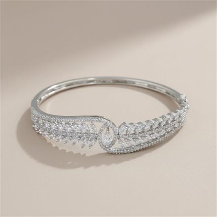 Cz Openable Kada With 2 Tone Rhodium Plating