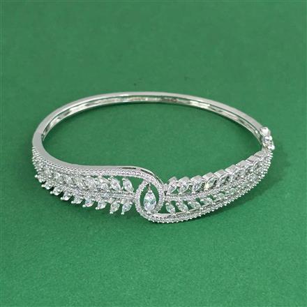 Cz Openable Kada With 2 Tone Rhodium Plating