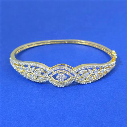 Cz Openable Kada With 2 Tone Rhodium Plating