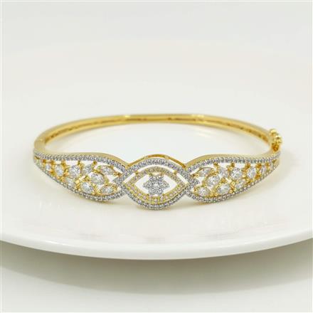 Cz Openable Kada With 2 Tone Rhodium Plating