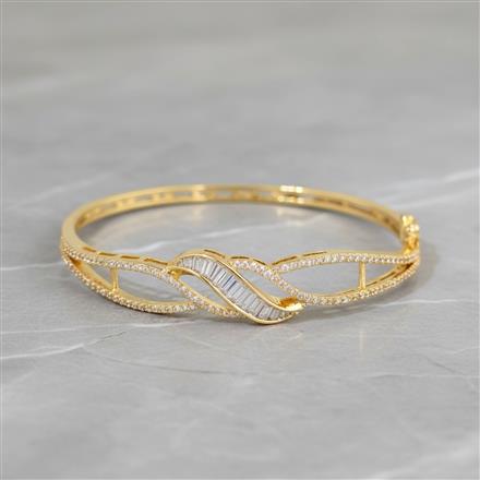 Cz Openable Kada With 2 Tone Rhodium Plating