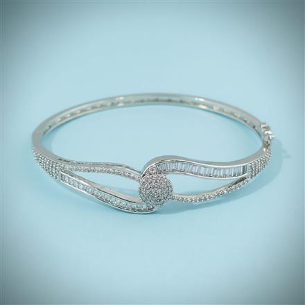 Cz Openable Kada With 2 Tone Rhodium Plating