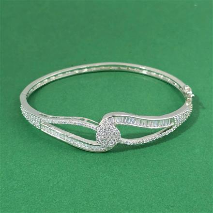 Cz Openable Kada With 2 Tone Rhodium Plating