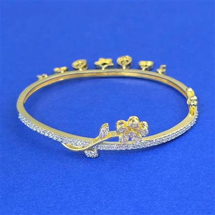 Cz Openable Kada With 2 Tone Rhodium Plating