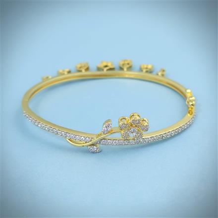 Cz Openable Kada With 2 Tone Rhodium Plating