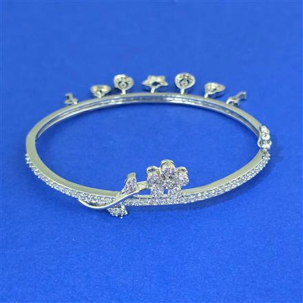 Cz Openable Kada With 2 Tone Rhodium Plating