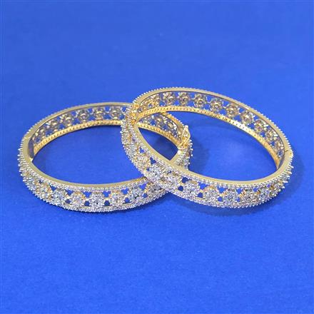 Cz Openable Bangles With 2 Tone Plating